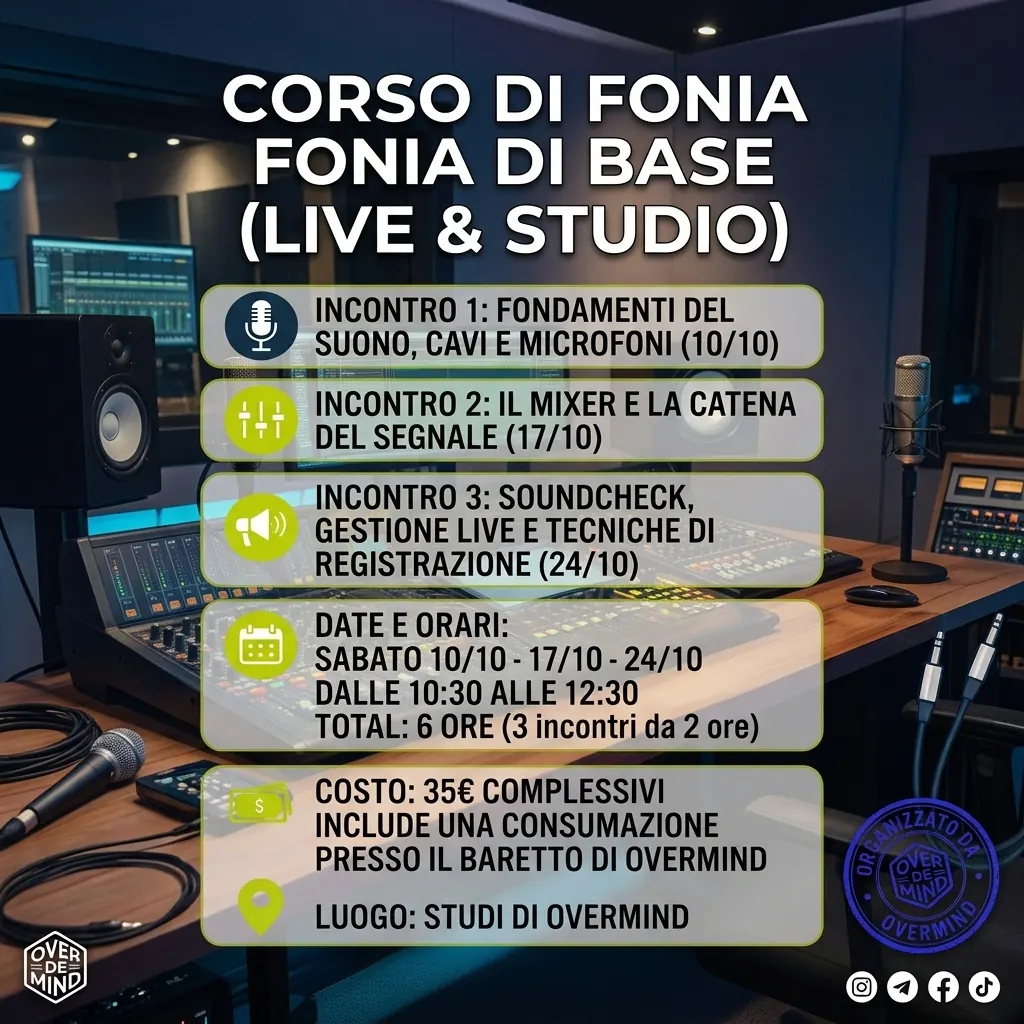 Locandina del corso Fonia di base (live e studio)